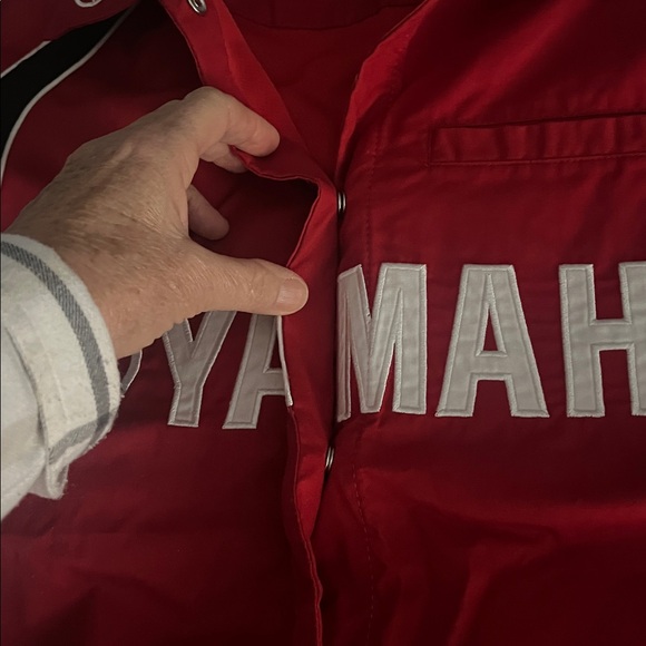 Yamaha top blouse, snap Front red black shirt - Picture 5 of 11